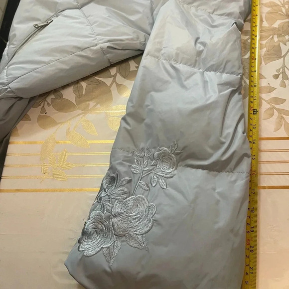 Rufuete Collection Light Blue Puffer Jacket Size M Mid Length - Picture 9 of 11